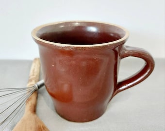 Large ceramic mug glazed, brown clay confit pot, antique glazed stoneware kitchen utensil pot, Brown confit pot