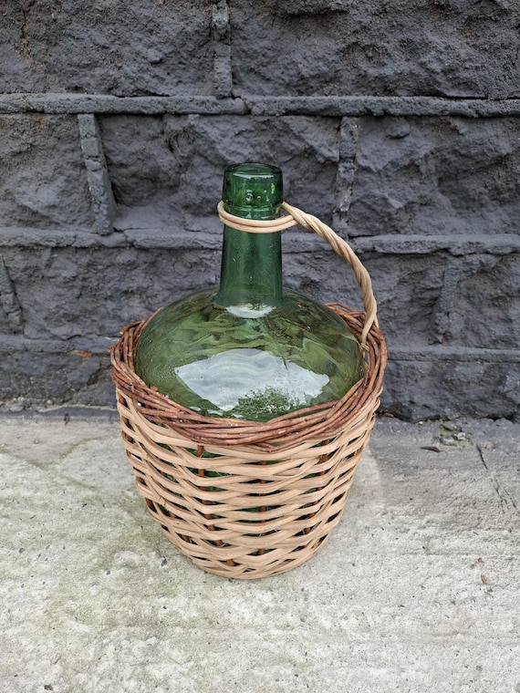 Antique Spanish Demijohn / Old Glass 5L Bottle / Made in Spain