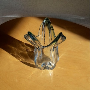Vintage Murano Glasvase grün, Mid-Century Murano Glasvase, Boho Glasvase, exklusives Geschenk, Vintage Retro Geschenk
