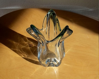Vase vintage en verre de Murano vert