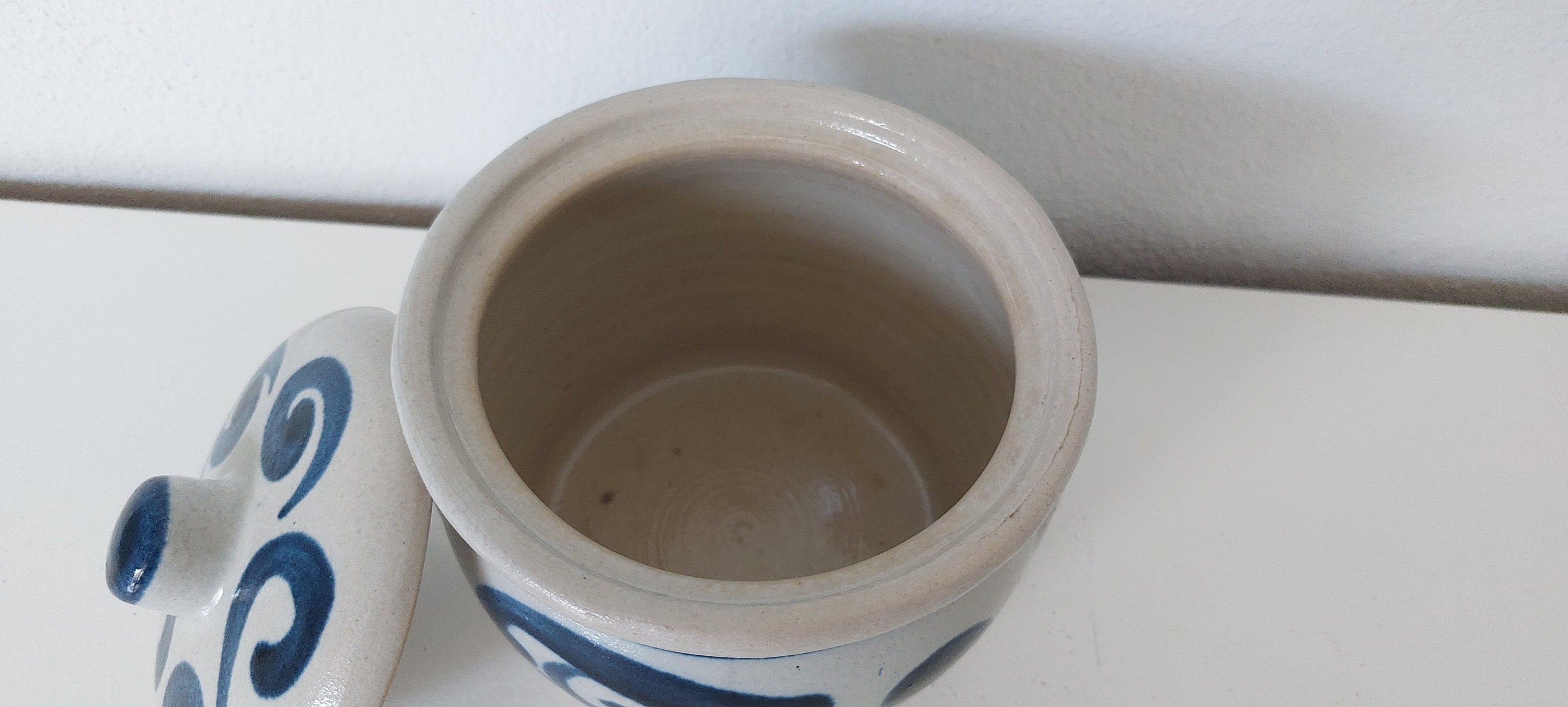 Antique West German Sugar Jar | Container | Cobalt Blue Lidded Confit ...