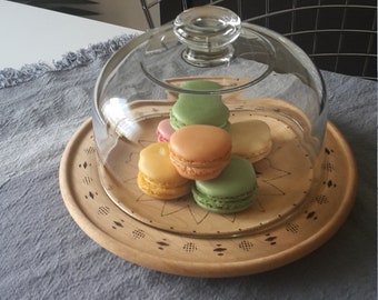 Käseglocke Aus Glas Mit Holztablett - 18cm Tortenhaube Für Kuchen Und Desserts