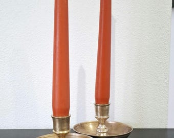 Victorian brass chamberstick holders pair