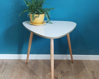 Mcm white formica tripod side table | retro restored plant stand
