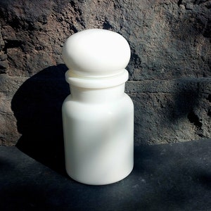 Apothecary milk glass container, white apothecary container / jar, Belgian apothecary container