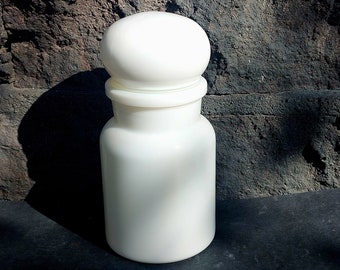 Apothecary white milk glass container made in Belgium