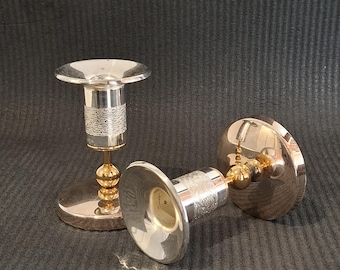 Art Deco candlestick holders pair / silverplated candlestick holders / BSF set of candlestick holders