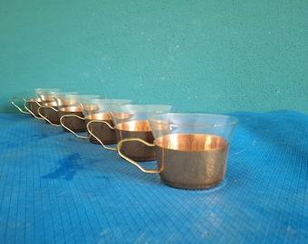 Schott and Gein Mainz copper and jena glass tea cups set