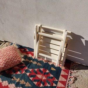 Patio small table mcm, garden potting table, outdoor coffee table, retro white balcony table, picnic folding table image 4