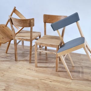 1 of 4 Bistro fully restored mix and match chairs / 70s wooden dinning chairs / Mcm designer dinning chairs