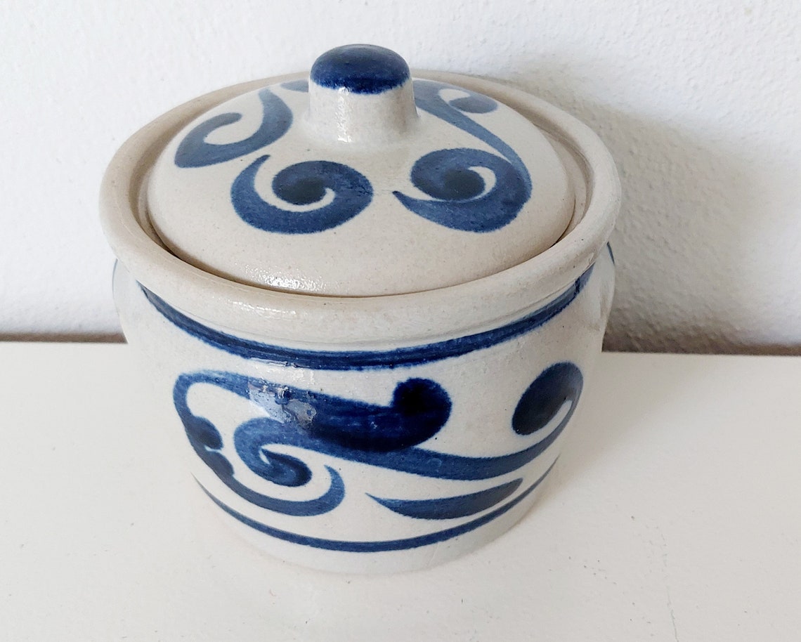 Antique West German Sugar Jar | Container | Cobalt Blue Lidded Confit ...