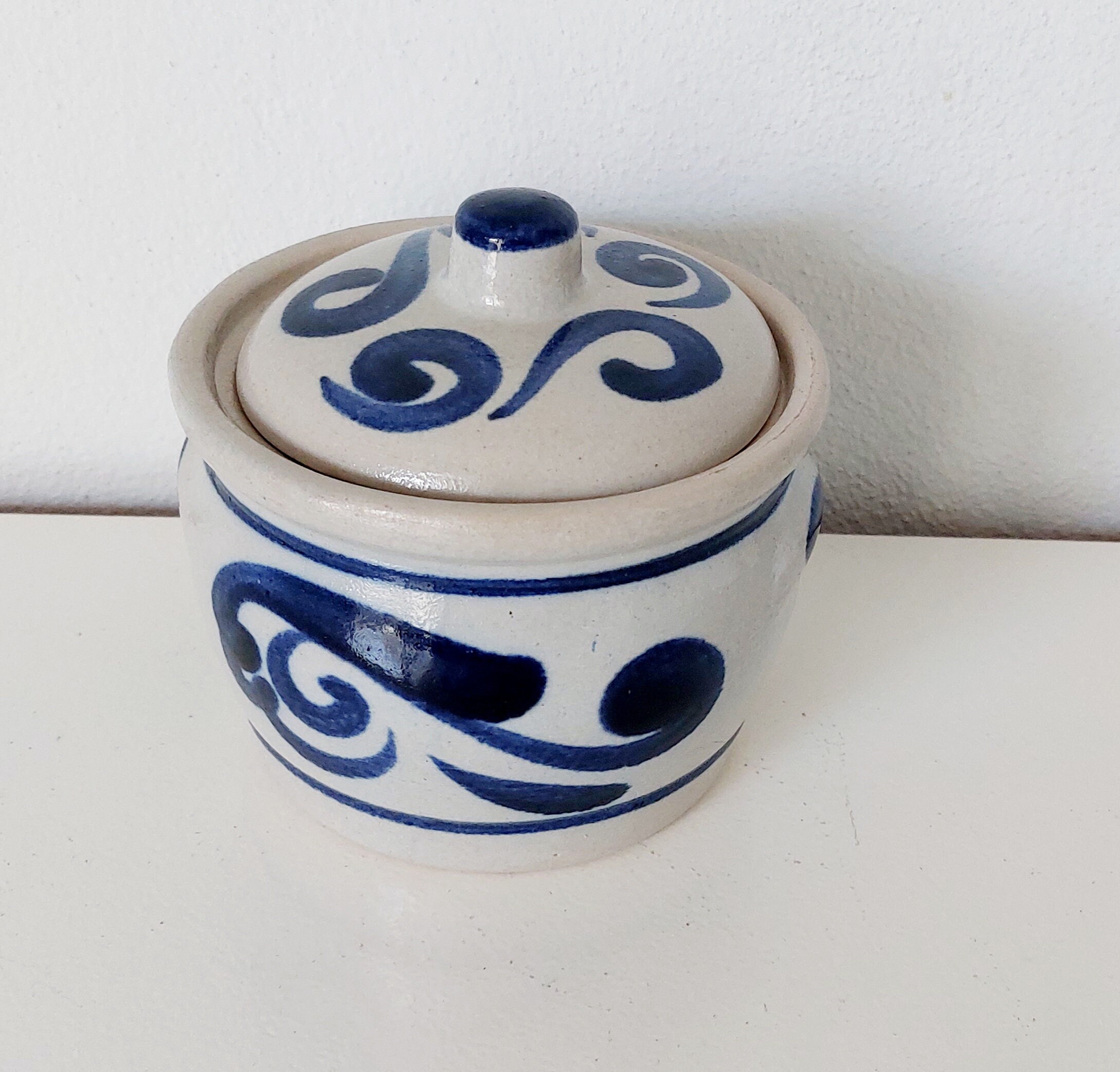 Antique West German Sugar Jar | Container | Cobalt Blue Lidded Confit ...