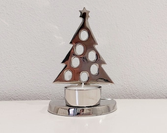 Christmas tree stainless steel small candle holder | festive tableware