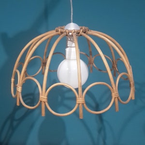 Vintage rattan pendant lamp, adjustable rattan pendant light, midcentury  rattan chandelier, sustainable pendant light, rattan light fixture