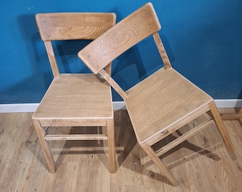 Upcycled Ash Wood Bistro Chairs, French Cottage Style, Restored Pair