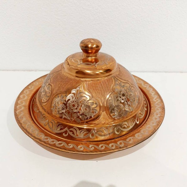 Embossed copper tagine, Moroccan tagine, copper taiffour, hand made copper tagine