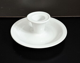 Ceramic chamberstick holder | white ceramic candlestick holder