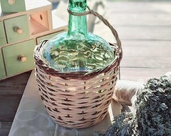 ヴィレサ - グリーンガラスのデミジョンボトル - 1950年代 - Etsy 日本