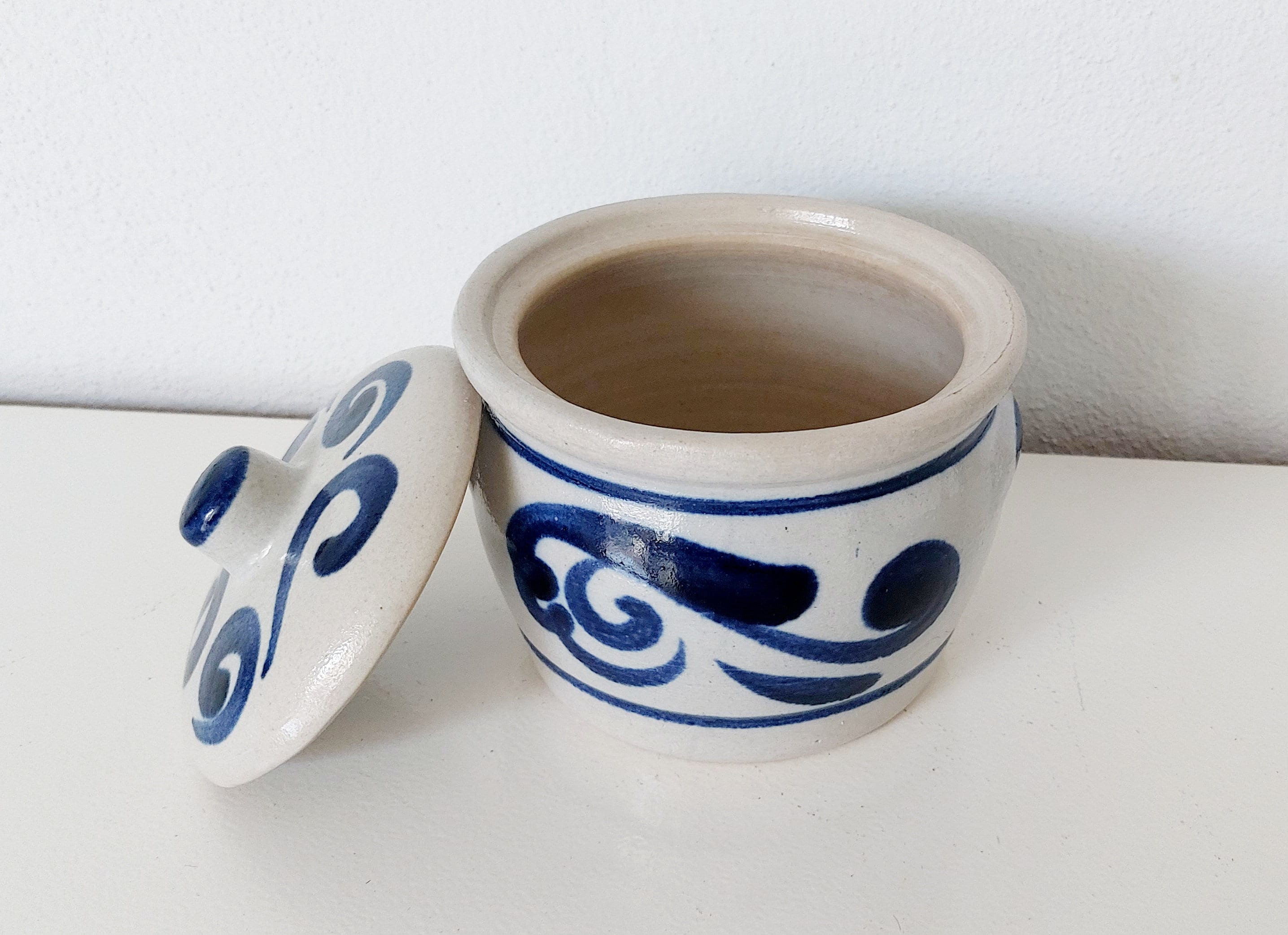 Antique West German Sugar Jar | Container | Cobalt Blue Lidded Confit ...