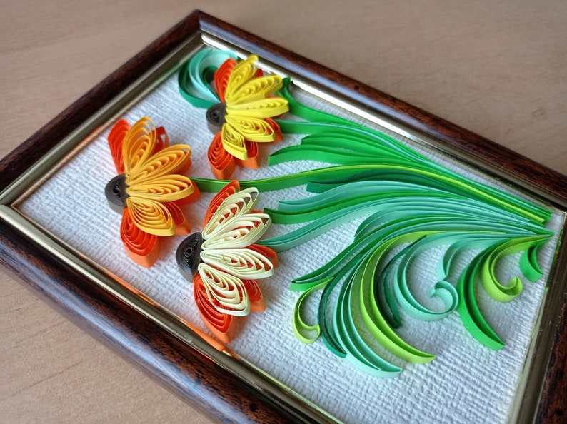 Quilled Flowers Quilling Art Quilled Home Decor Flowers Art Etsy