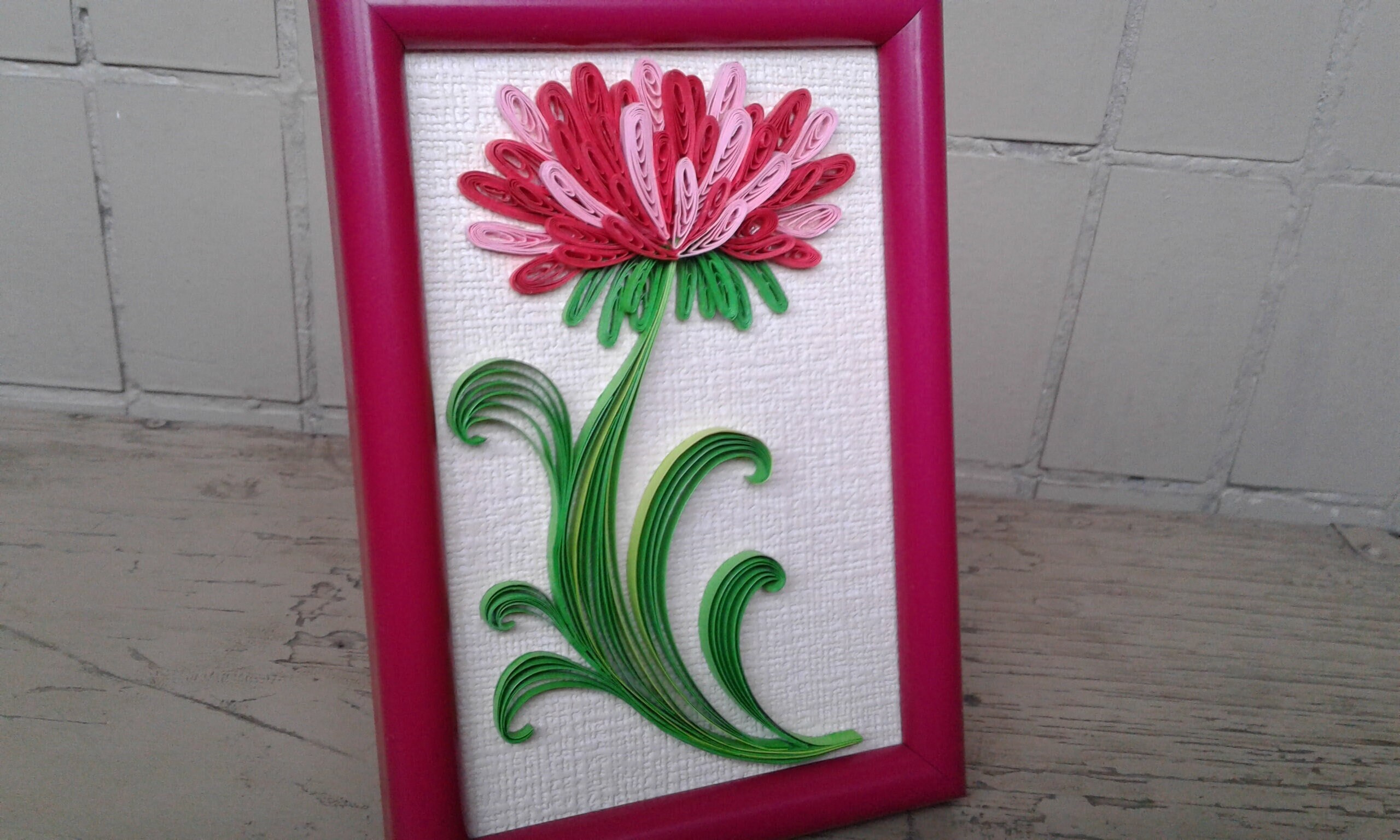 Quilling Art 3d Flower Wall Art Red Flower Quilled Picture Etsy