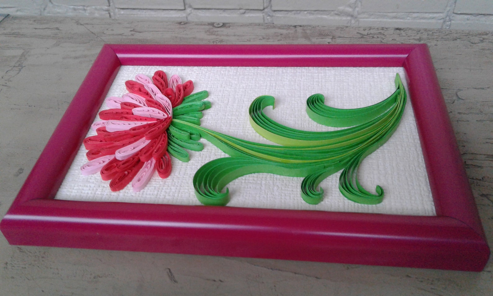 Quilling Art 3d Flower Wall Art Red Flower Quilled Picture Etsy