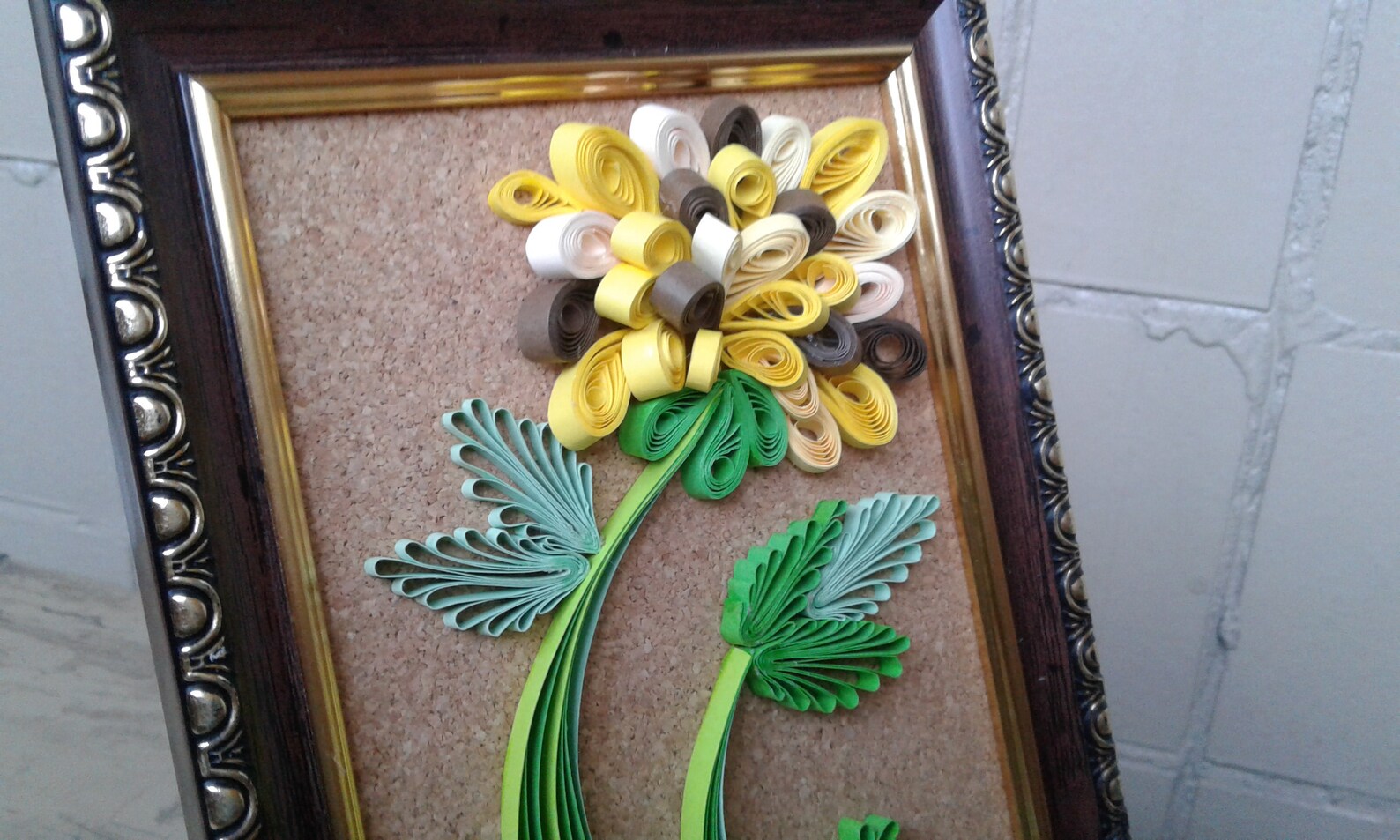 Quilled yellow flower Quilling art picture Creative decor Etsy