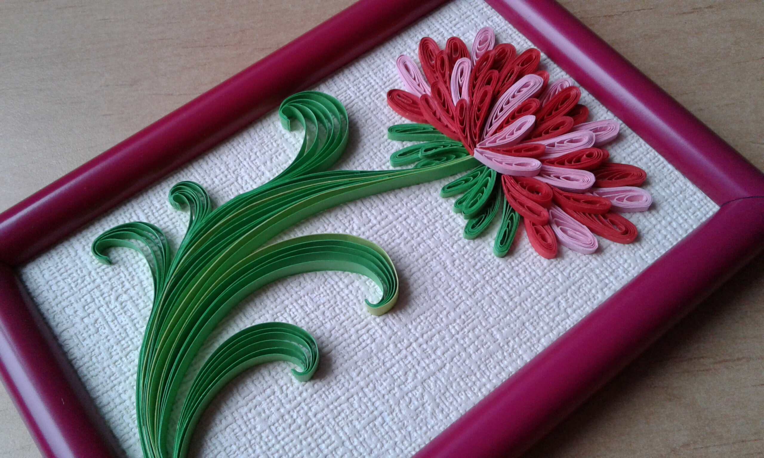 Quilling art 3d flower wall art Red flower Quilled picture Etsy