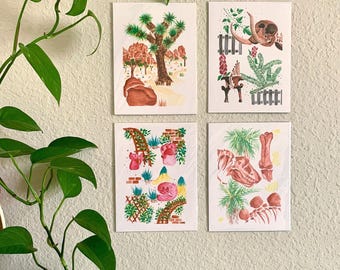 Joshua Tree, Natur und Freunde | Kunstdruck Aquarell | Gemalt in Kulturstätten und Ausflugszielen.