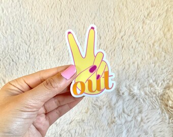 Peace Out Sticker | handmade cute peace sign hand symbol | waterproof vinyl stationary