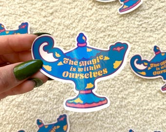 Genie Lamp Sticker | handmade magical sticker | waterproof holographic vinyl stationery