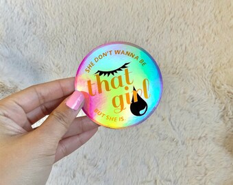 That Girl Sticker | handmade cry tears holographic feelings sticker | waterproof vinyl stationery