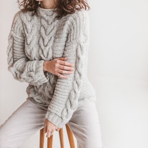 Alpaca Hand Knit Sweater, Boho Pullower, Cable Knit Sweater, Wool Sweater, Knitted Sweater, Women&#39;s Pullover, Hand Knitted Jumper