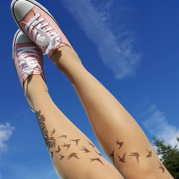 Buy Tattoo Tights/pantyhose With Swallows Feather, Sizes S-XL Online in  India 