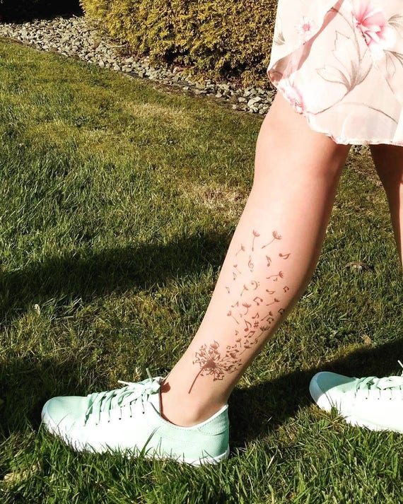 Tatouage Collantscollants Avec Pissenlit Notes De Musique Tailles S Xl