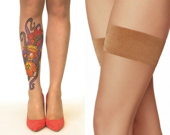 Tattoo Hold-Ups/Cuisse Highs/Bas avec Octopus Embrace, taille M/L