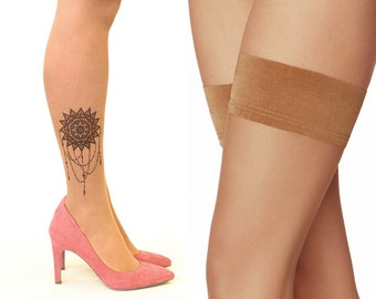 Tattoo Hold-Ups/Thigh Highs/Stockings with Mandala Sun