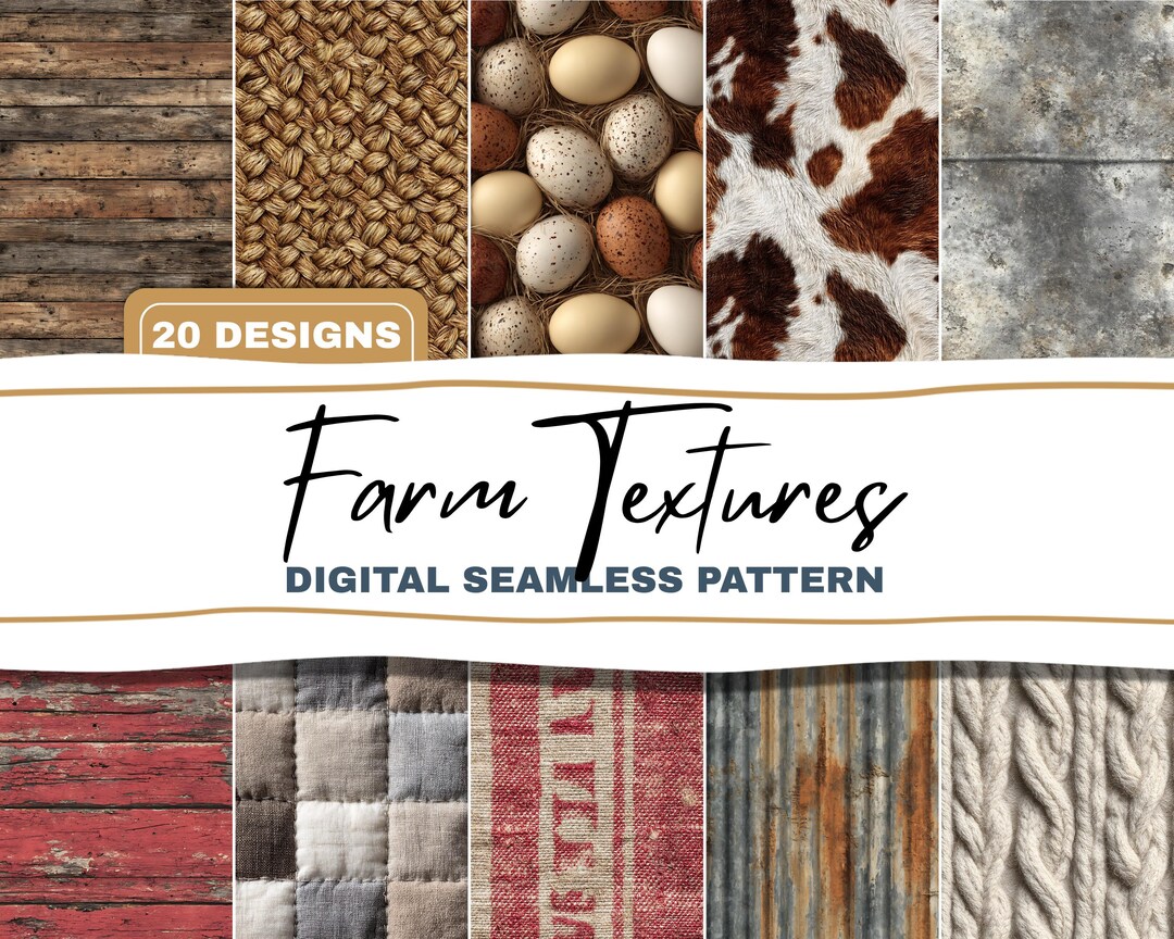 Farm Texture Pattern Realistic Farmhouse Texture Seamless Patterns Bundle Country Farm ...