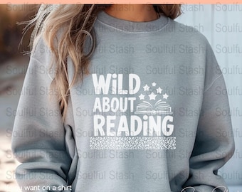 Wild About Reading PNG, SVG Cricut Cut File, Book Lover Gift Idea, Digital Download, Shirt Graphic, Leopard Print