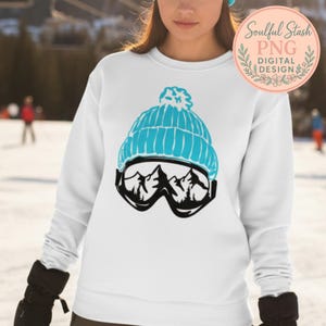 Goggles Mountain Skiing Mütze Brille Berg Spiegelbild SVG-Schnittdatei für Cricut & Silhouette, mutiges Winterschneesportdesign