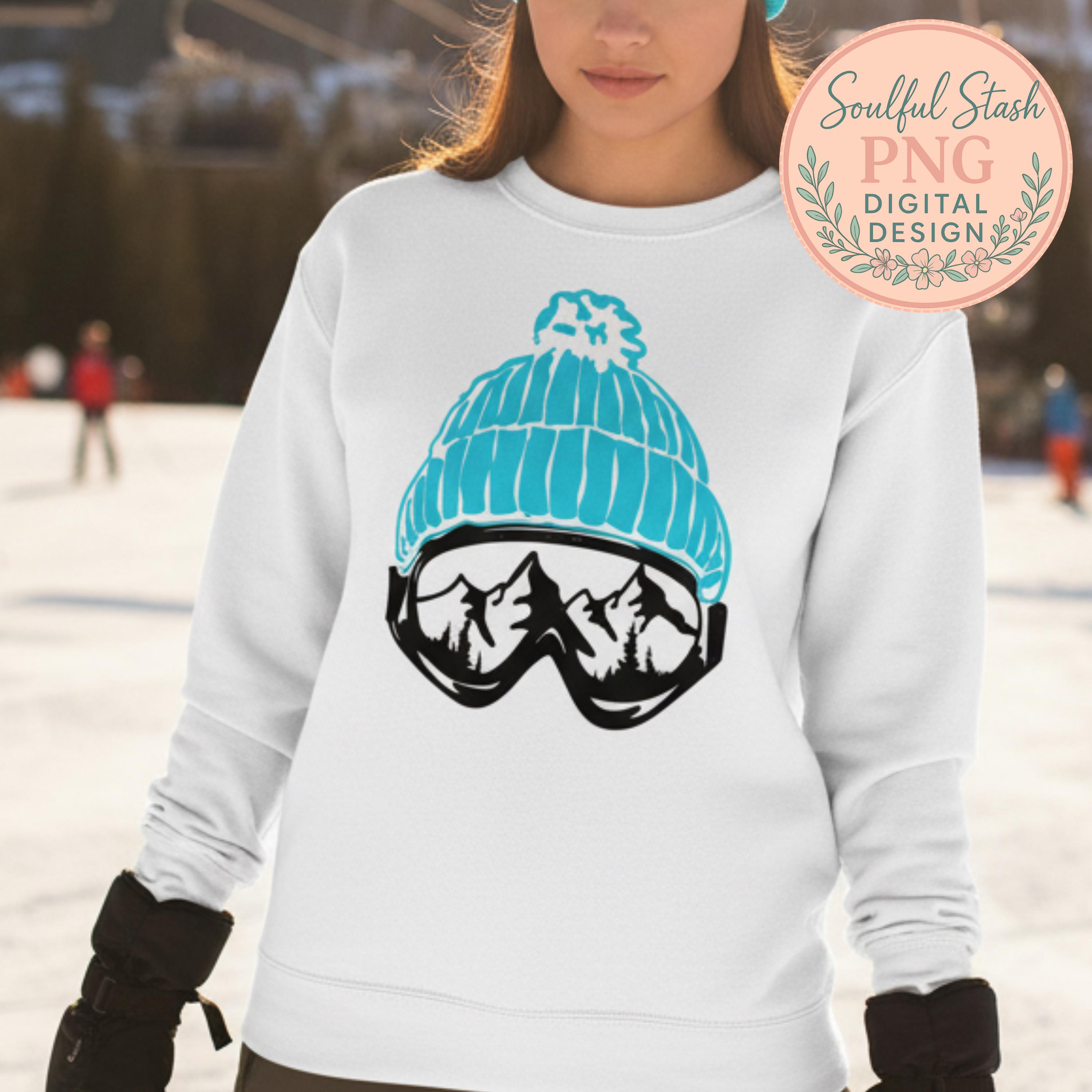 Goggles Mountain Skiing Beanie Goggles Mountain Reflection SVG Cut