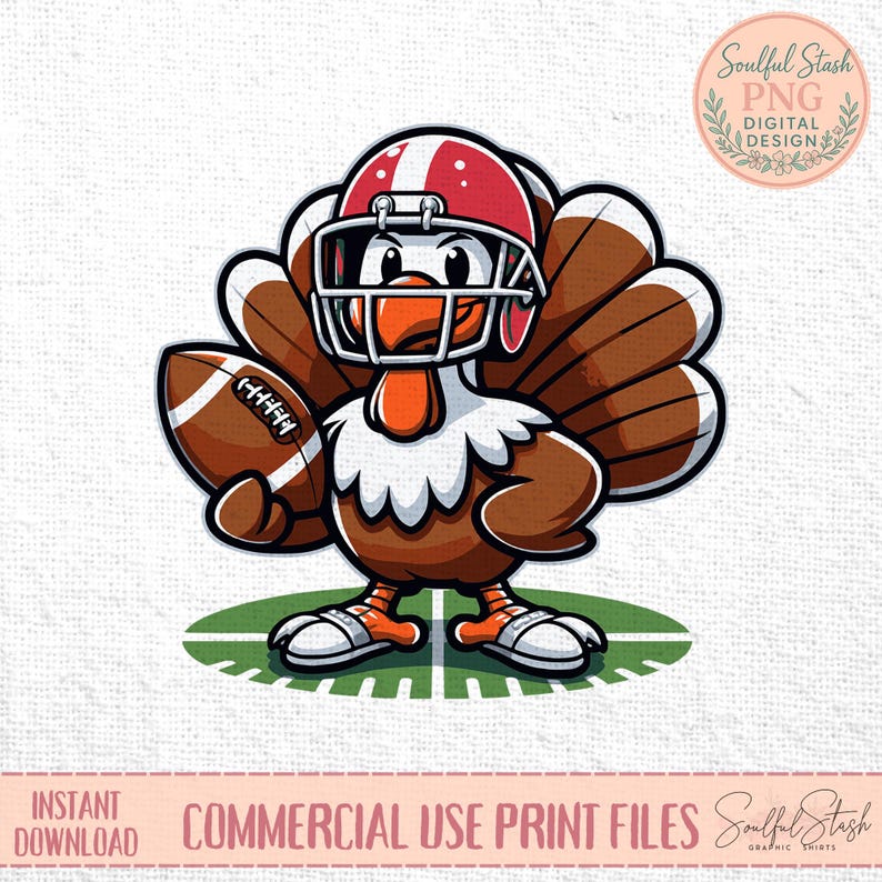 Truthahn Football Helm, niedlicher Thanksgiving Digitaldruck, Herbst-Liebhaber Geschenkidee, gemütliche Saison Shirt Grafik, Thanksgiving Day Wohnkultur PNG Bild 6
