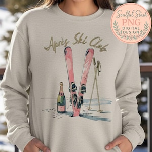 Ski Lover Digital Art Print, Après Ski Decor, Digital Download Ski Lover Gift, PNG Sublimation Design Mug Graphic
