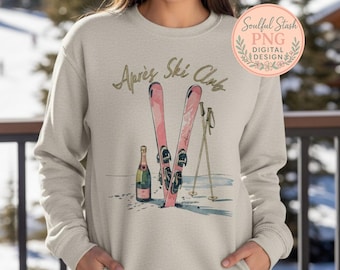 Ski Liebhaber Digitaler Kunstdruck, Après Ski Dekor, Ski Liebhaber Geschenk, PNG Sublimationsdesign Becher Grafik