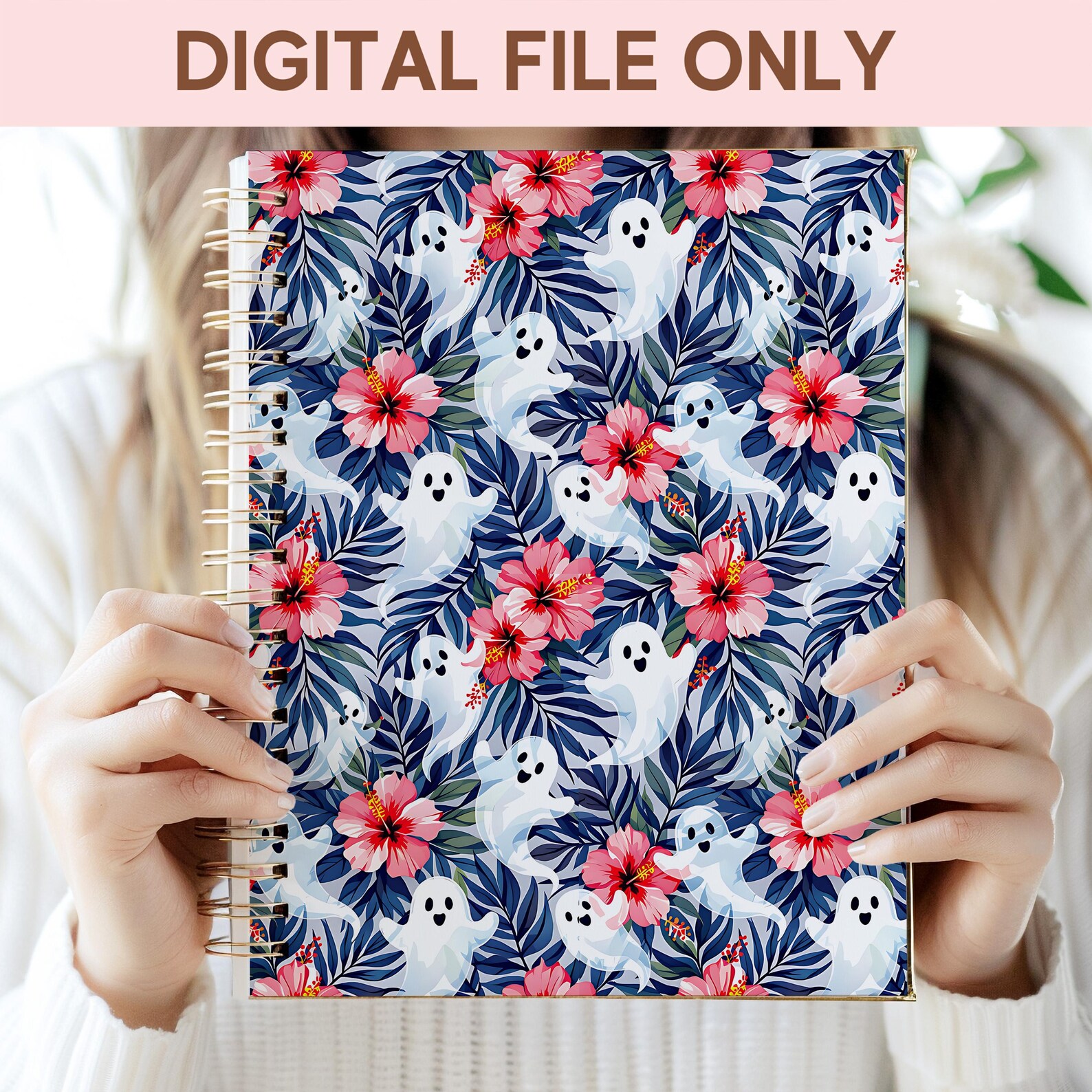Summer Floral Ghost PNG Seamless Bundle , Pattern Print, Watercolor ...