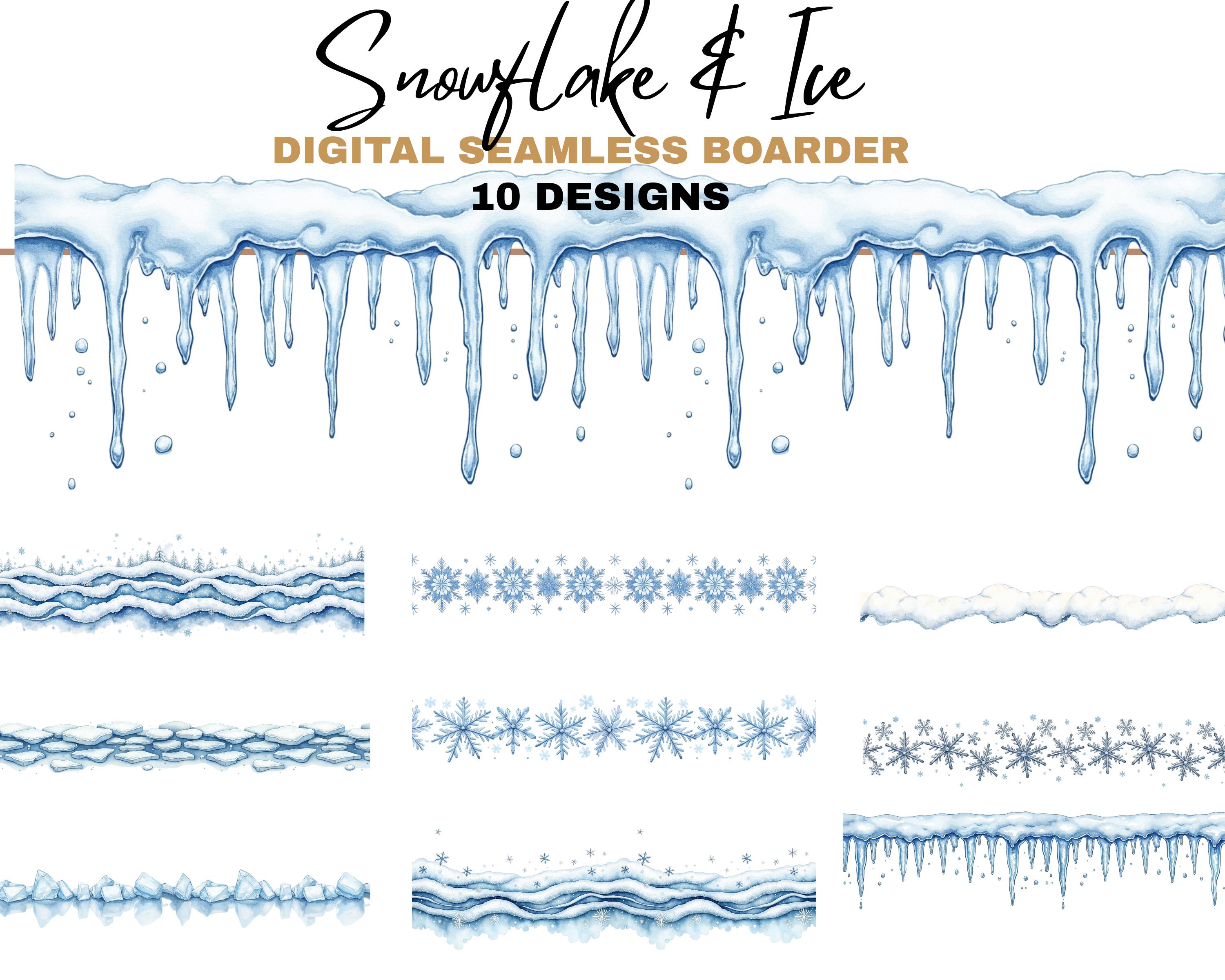 Seamless Snowflake Ice Winter Border Horizontal Frost Digital Download ...