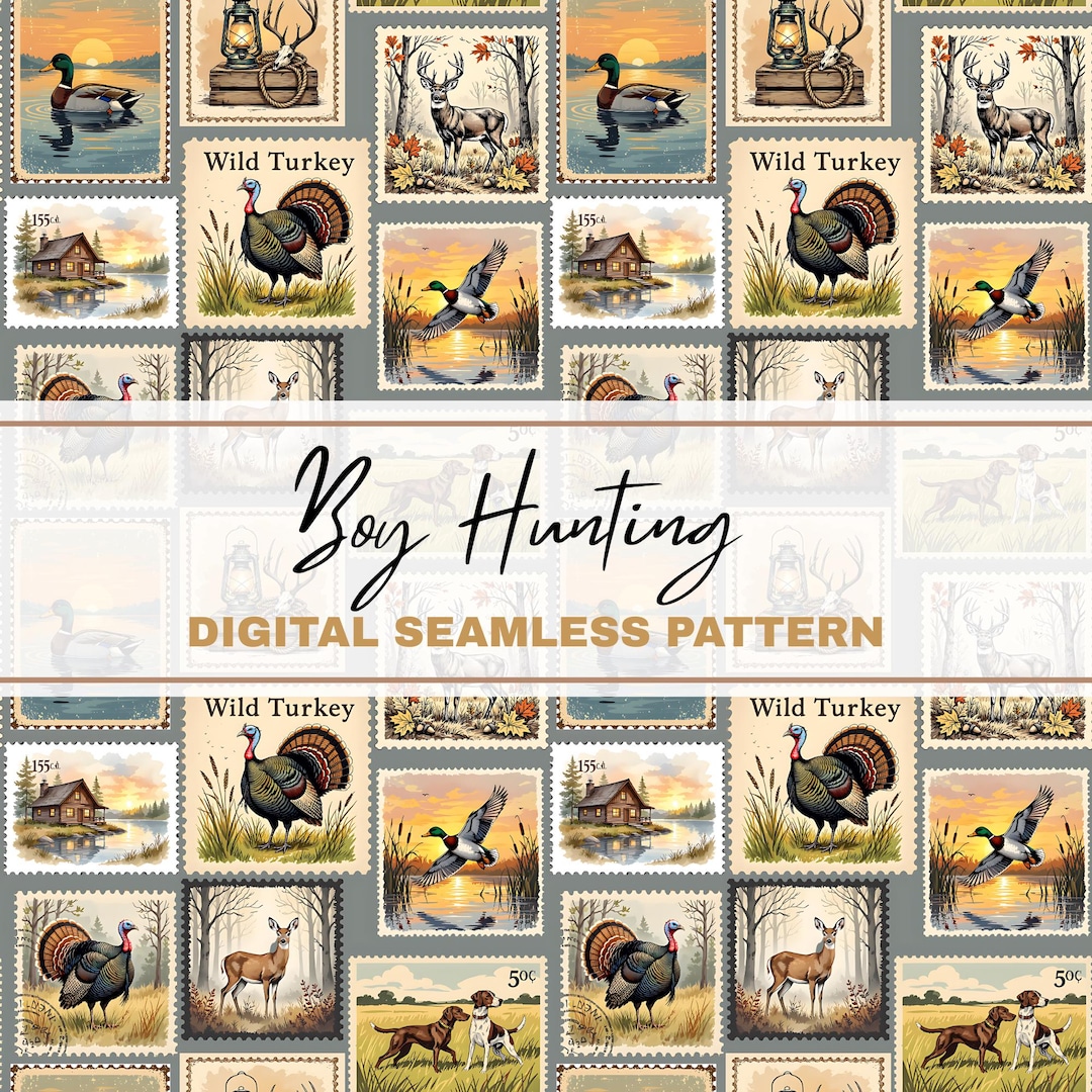 Hunting Nursery Seamless Pattern, Pattern Print, Boy Hunting Postage ...