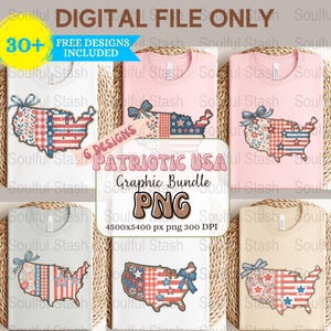 Retro USA Map T-Shirt Digital, Patriotisches PNG-Bundle, Sublimationsdesign, Clipart, 4. Juli, Urlaubsshirt, American Girl, Reise USA