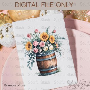 Watercolor Flowers PNG, Spring Sublimation Design, Wedding Invitation, Gift Idea, Rustic Shirt Graphic, Hello Spring Clipart, Digital image 6