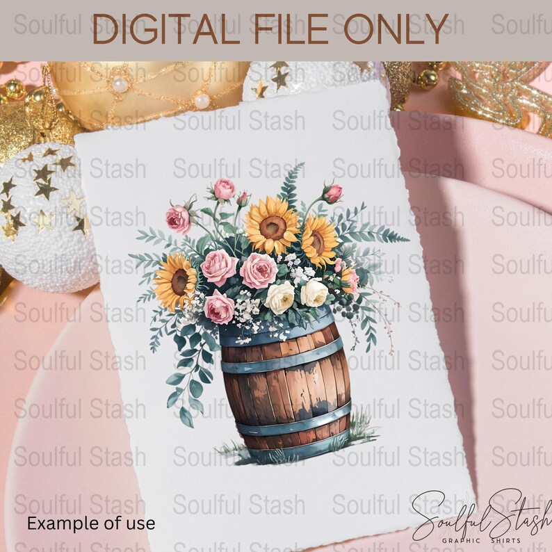 Watercolor Flowers PNG, Spring Sublimation Design, Wedding Invitation, Gift Idea, Rustic Shirt Graphic, Hello Spring Clipart, Digital image 6